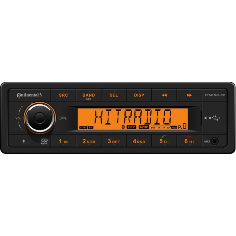 embudo presumir sustracción Continental 12V Radio RDS USB MP3 WMA Bluetooth Orange Backlight