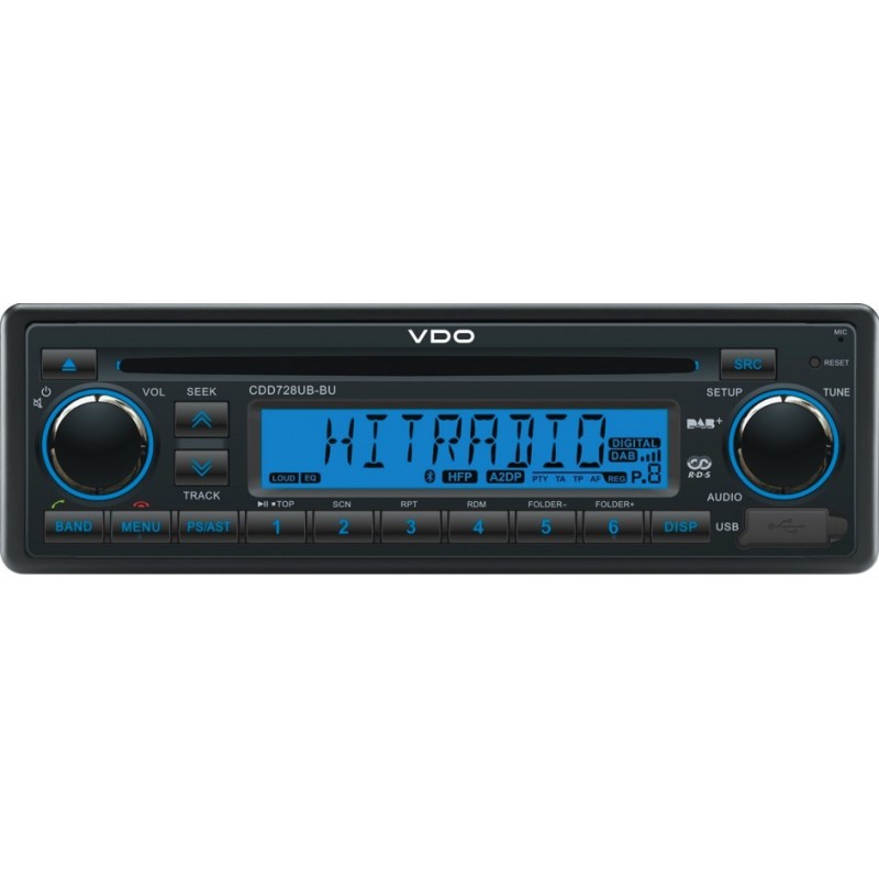 VDO Radio's Blauw en Wit: CDD728UB-BU Tacho Simple