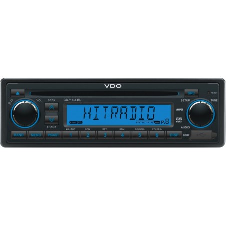 VDO Radio's Blauw en Wit: CD716U-BU Tacho Simple