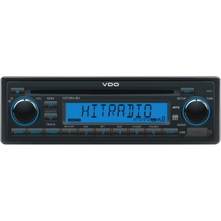 VDO Radio's Blauw en Wit: CD726U-BU Tacho Simple