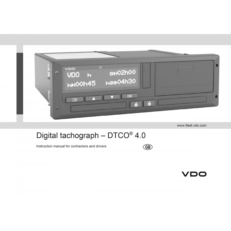 VDO Tachograph Manuals: A2C1991950029 Tacho Simple