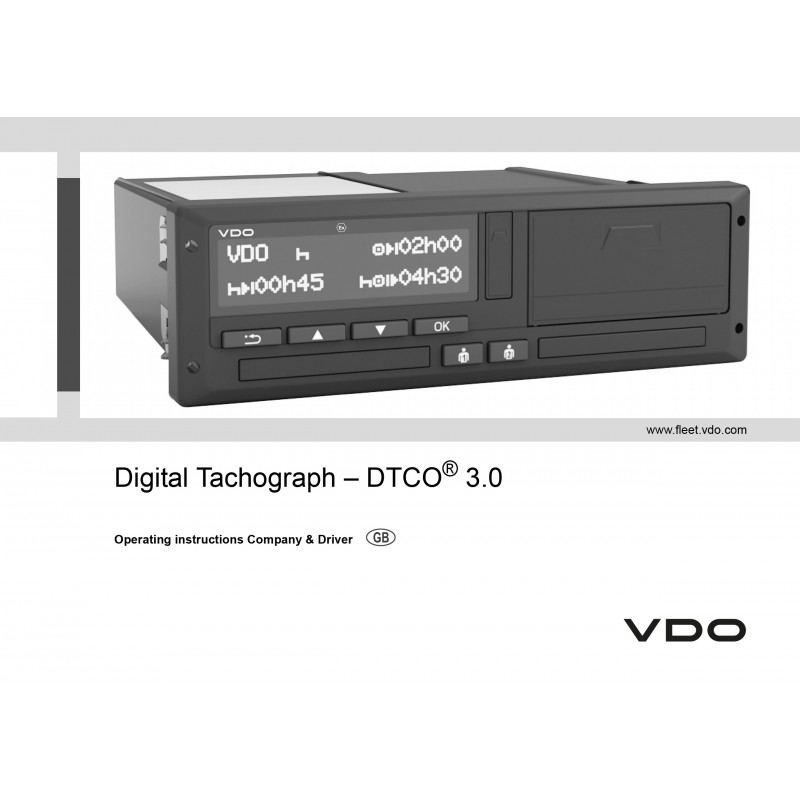 VDO Tachograph Manuals: A2C1387600029 Tacho Simple